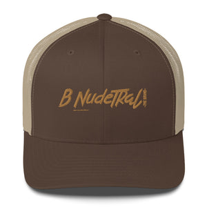 B NudeTRal "Neutral Writing Trucker" Hat